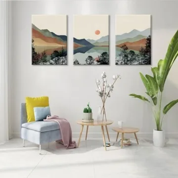 Mountain Wall Art Set of 3 - Framed Nature Decor