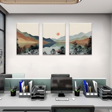 Mountain Wall Art Set of 3 - Framed Nature Decor