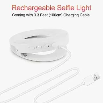 Whellen Selfie Ring Light for Phone, Laptop, Tablets Camera Photography Video, Rechargeable Clip on Ring Light Portable Selfie Fill Light with 40 LED
