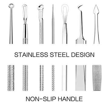 Pimple Popper Tool Kit 7 PCS, Fypo Blackhead Remover Kit Whitehead Blemish Acne Comedone Stainless Steel Removal Tools