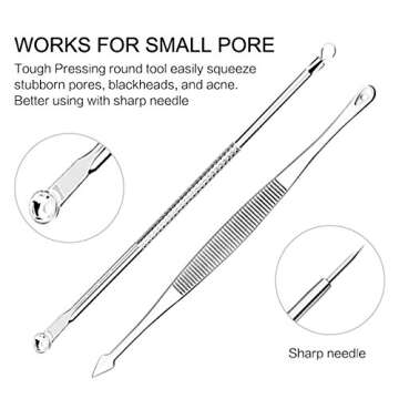Pimple Popper Tool Kit 7 PCS, Fypo Blackhead Remover Kit Whitehead Blemish Acne Comedone Stainless Steel Removal Tools