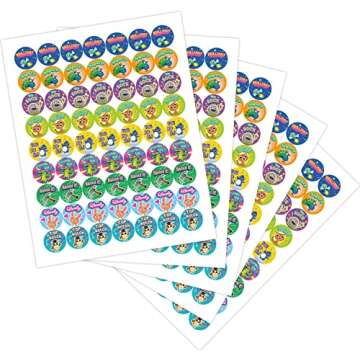 Sweetzer & Orange Reward Stickers for Teachers, 1008 Decals for Kids in 9 Designs, 1 Inch School Tag...