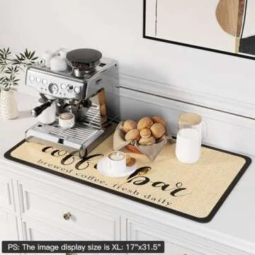 DK177 Coffee Mat Coffee Bar Mat Hide Stain Absorbent Drying Mat with Waterproof Rubber Backing Fit Under Coffee Maker Coffee Machine Coffee Pot Espresso Machine Coffee Bar Accessories-24"x16"