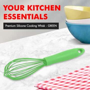 Chef Craft Premium Silicone Wire Cooking Whisk - 10.5 inch - Vibrant Green