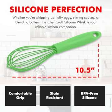 Chef Craft Premium Silicone Whisk, Perfect for Non-Stick Cookware