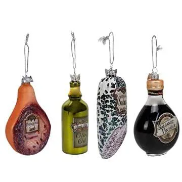 Noble Gems™ Italian Food Glass Ornaments, 4 Assorted for Christmas