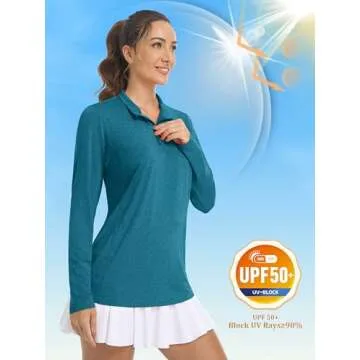 MAGCOMSEN Womens 1 4 Zip Pullover Long Sleeve UPF 50+ Quick Dry Athletic Hiking Workout Shirts for Women Peacock Blue XL