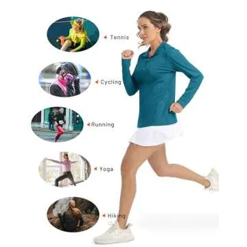 MAGCOMSEN Womens 1 4 Zip Pullover Long Sleeve UPF 50+ Quick Dry Athletic Hiking Workout Shirts for Women Peacock Blue XL