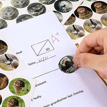 Teacher Reward Stickers Funny Motivational Positive Stickers for Kids Students 28 Vibrant Designs Fun Animal Reward Come in Envelope for Kids Students Teacher School Classroom(560)