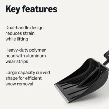 Amazon Basics Ergonomic Snow Shovel - 50 Inch - Versatile Dual Handle Design