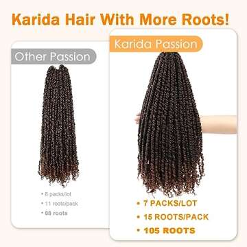 Karida Passion Twist Hair - Beautiful 24 Inch Pre-Looped Curls - 7 Packs