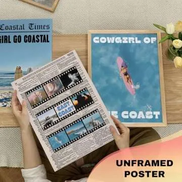 Lucky Numen Set 12 Coastal Cowgirl Wall Art, Coastal Wall Art, Coastal Cowgirl Room Decor, Retro Funky Wall Art, Cowgirl Room Decor, Surf Poster, Cowgirl Art Posters, Coastal Prints [8x10 UNFRAMED]