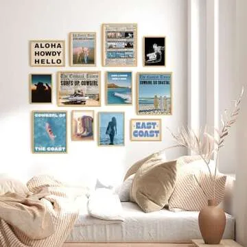 Lucky Numen Set 12 Coastal Cowgirl Wall Art, Coastal Wall Art, Coastal Cowgirl Room Decor, Retro Funky Wall Art, Cowgirl Room Decor, Surf Poster, Cowgirl Art Posters, Coastal Prints [8x10 UNFRAMED]