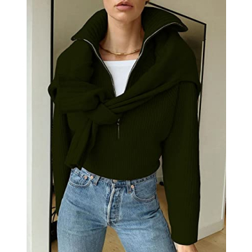 BTFBM Women’s Casual Half Zip Pullover - Stylish & Comfy Sweater