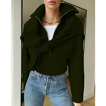 BTFBM Women’s Casual Half Zip Pullover - Stylish & Comfy Sweater