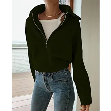 BTFBM Women’s Casual Half Zip Pullover - Stylish & Comfy Sweater