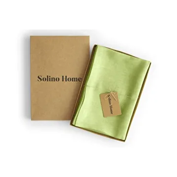 Solino Home Linen Napkins 20 x 20 Inch – 100% Pure Linen Chambray Lime Green Spring Cloth Napkins Set of 4 – Machine Washable Dinner Napkins – Athena