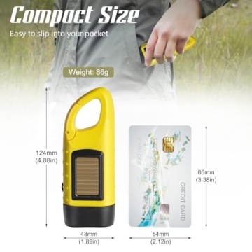 Compact Hand Crank Solar Powered Flashlight for Outdoors