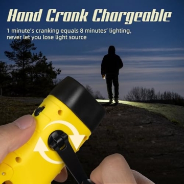 Compact Hand Crank Solar Powered Flashlight for Outdoors