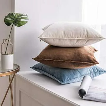 MIULEE Pack of 2 Decorative Velvet Throw Pillow Cover Soft Chocolate Pillow Cover Soild Square Cushion Case for Sofa Bedroom Car 18x 18 Inch 45x 45cm