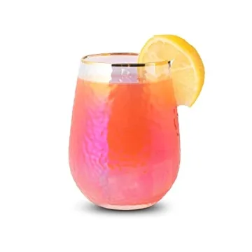 Rainbow Iridescent Stemless Wine Glasses - Set of 4