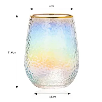Rainbow Iridescent Stemless Wine Glasses - Set of 4