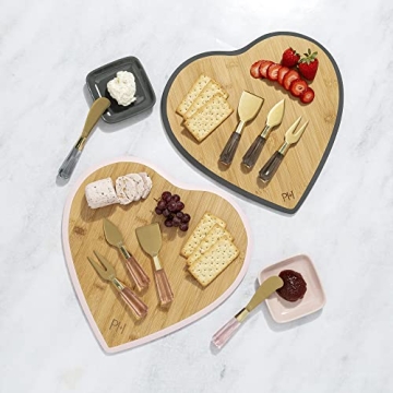 Paris Hilton Charcuterie Board Set - Heart-Shaped Bamboo Serving