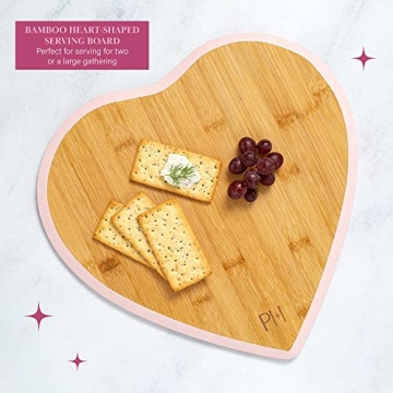 Paris Hilton Charcuterie Board Set - Heart-Shaped Bamboo Serving
