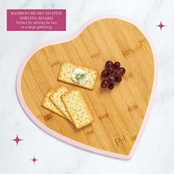 Paris Hilton Charcuterie Board Set - Heart-Shaped Bamboo Serving