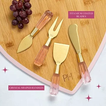 Paris Hilton Charcuterie Board Set - Heart-Shaped Bamboo Serving