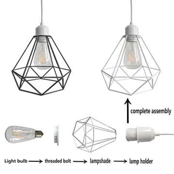Yzyaxsaa Industrial Mini Pendant Light Kit, E26 Vintage Style White Cord Hanging Light Fixture for Farmhouse Bedroom Home Ceiling Chandelier Decors (White)