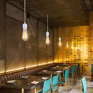 Yzyaxsaa Industrial Mini Pendant Light Kit, E26 Vintage Style White Cord Hanging Light Fixture for Farmhouse Bedroom Home Ceiling Chandelier Decors (White)