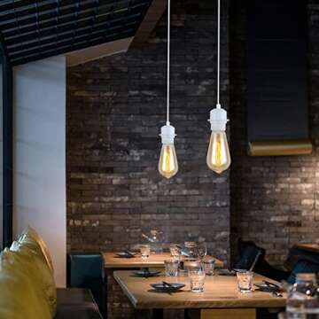 Yzyaxsaa Industrial Mini Pendant Light Kit, E26 Vintage Style White Cord Hanging Light Fixture for Farmhouse Bedroom Home Ceiling Chandelier Decors (White)