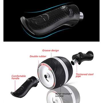 LAUS Ab Wheel Roller - with Knee Pad Mat, Automatic Rebound and Multiple Angles Core Workouts (White&Black)
