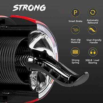 LAUS Ab Wheel Roller - with Knee Pad Mat, Automatic Rebound and Multiple Angles Core Workouts (White&Black)