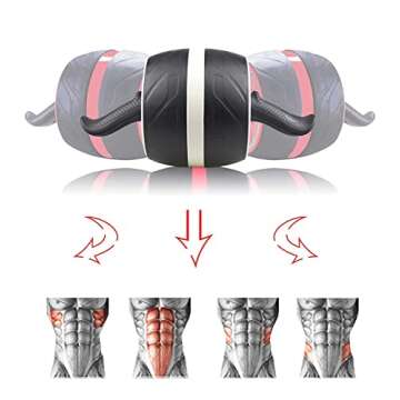 LAUS Ab Wheel Roller - with Knee Pad Mat, Automatic Rebound and Multiple Angles Core Workouts (White&Black)