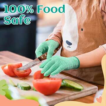 Evridwear Cut Resistant Gloves for Kids 4-6 Years, Level 5 Protection Cutting Gloves Food Grade for Cooking, Whittling, Wood Carving, Gardening and DIY