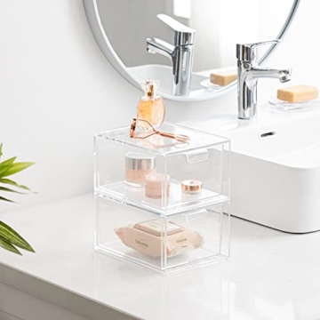 Clear Stackable Makeup Organizer for Easy Storage