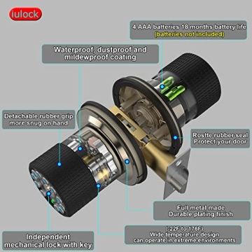 Smart iulock Keypad Door Lock, Waterproof, 50 User Codes