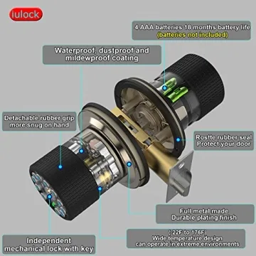 Smart iulock Keypad Door Lock, Waterproof, 50 User Codes
