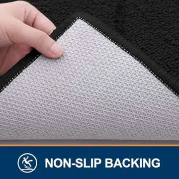 OLANLY Indoor Door Mat, 32x20, Dirt Resistant and Absorbent, Sturdy Non-Slip Rubber Backing, Easy to Clean, Washable Entry Mat, Ideal Low-Profile Floor Mat for Front Back Door and Entryway, Black