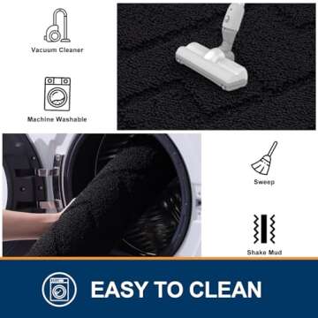 OLANLY Indoor Door Mat, 32x20, Dirt Resistant and Absorbent, Sturdy Non-Slip Rubber Backing, Easy to Clean, Washable Entry Mat, Ideal Low-Profile Floor Mat for Front Back Door and Entryway, Black