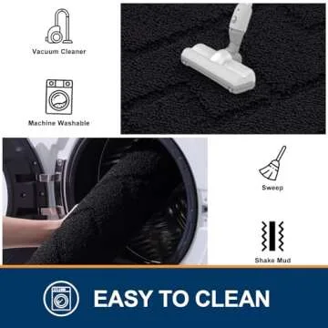 OLANLY Indoor Door Mat, 32x20, Dirt Resistant and Absorbent, Sturdy Non-Slip Rubber Backing, Easy to Clean, Washable Entry Mat, Ideal Low-Profile Floor Mat for Front Back Door and Entryway, Black