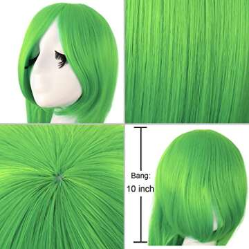 MapofBeauty 40" 100cm Anime Costume Long Straight Cosplay Wig Party Wig (Fluorescent Green)