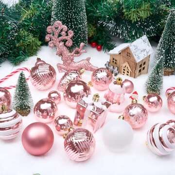 Joiedomi Shatterproof Christmas Ornaments - 66 Pcs Pink Set