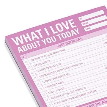 1-Count Knock Knock What I Love about You Today Pad, Love Letter Paper Checklist Lunch Box Notes for Husband, 6 x 9-inches