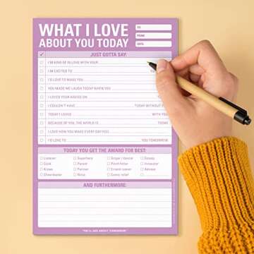 1-Count Knock Knock What I Love about You Today Pad, Love Letter Paper Checklist Lunch Box Notes for Husband, 6 x 9-inches