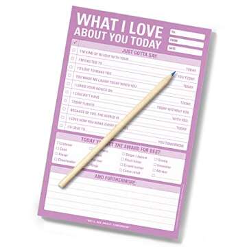 1-Count Knock Knock What I Love about You Today Pad, Love Letter Paper Checklist Lunch Box Notes for Husband, 6 x 9-inches