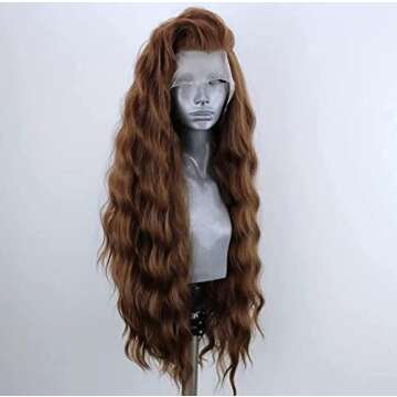 WXHWCX Long Lace Wig Synthetic Lace Front Wigs for Black Women Free Part Wavy Hair Wigs Brown High Temperature Fiber Cosplay Wigs 24 inch