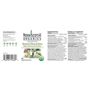 Nova Scotia Organics Women's MENA & Meno Balance Formula (30 caplets), Certified Organic and Vegan Support for Menopause with Dong Quai, Shatavari, Eleuthero, Red Clover, Black Cohosh and Chaste Tree